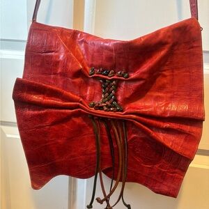 Carlos Falchi Red Leather Bag | Red Leather Shoulder Bag